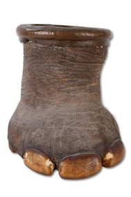 19th C Elephant Foot Umbrella & Stick Stand