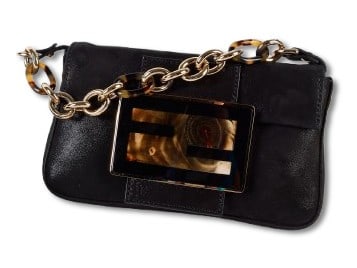 Black Shimmer Leather Fendi Mini Mama Purse