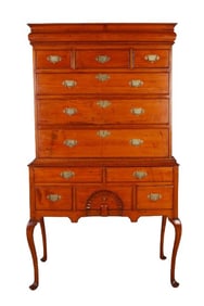 Cherry two piece Queen Anne highboy chest