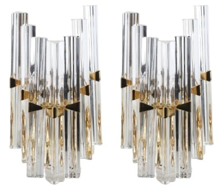 Venini Murano Style Italian Glass Wall Sconce Pair (1 of 11)