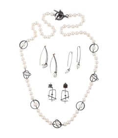 Freshwater Pearl Earrings and Statement Necklace