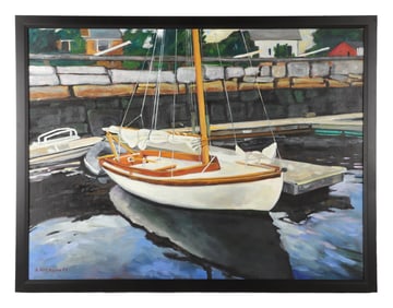 R Kirk Moore "Docked Boat, Maine"