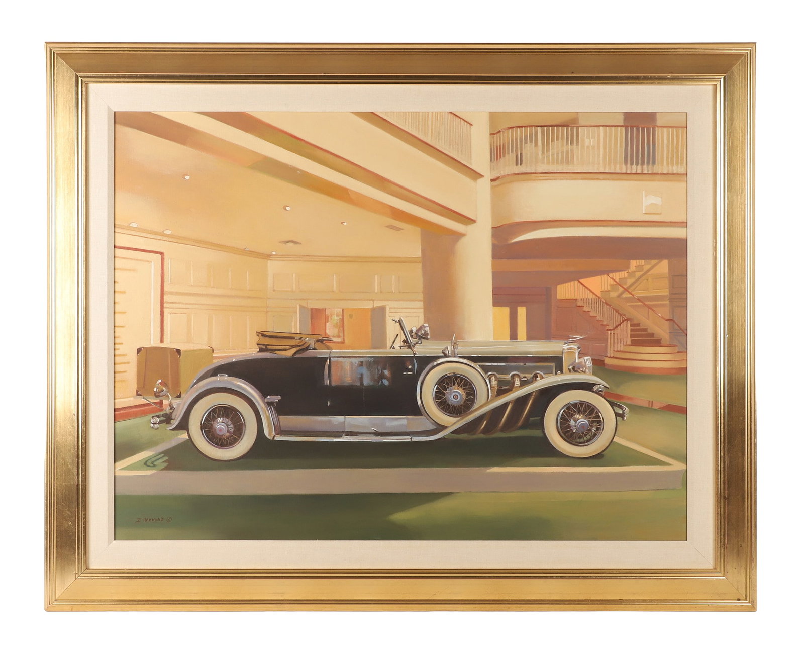 Janet Hammond "1930s Duesenburg": Janet Hammond, 20th-21st C American, "1930s Duesenburg", oil on canvas, signed "J. Hammond", 30" x 40", framed 39-1/4" x 49-1/4", very good condition