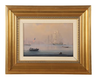 Timothy Thompson "American Squadron Becalmed on the Hudson River"