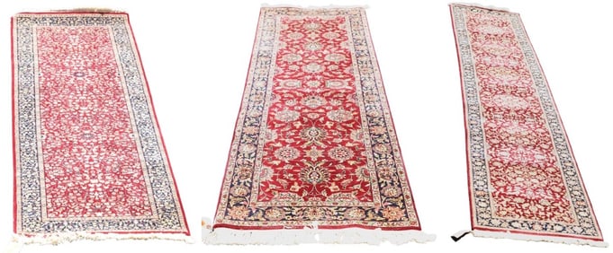 (3) Indo Kashan Runner Rugs