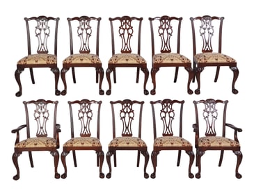 (10) Ethan Allen Chippendale Style Dining Chairs