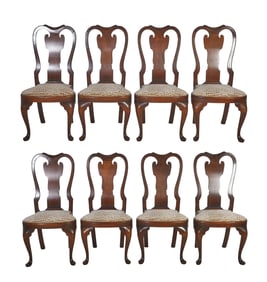 (8) Saybolt & Cleland Queen Anne Style walnut Dining Chairs
