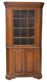 Walnut 2-piece corner cupboard