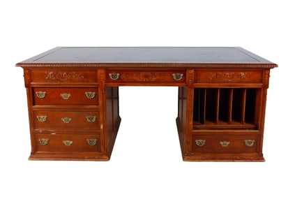 Monumental late 19th c. cherry partners desk