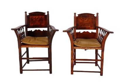 Pair of rare Mid 19th c. Prussian style armchairs