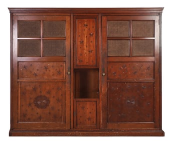 Victorian walnut triple wardrobe