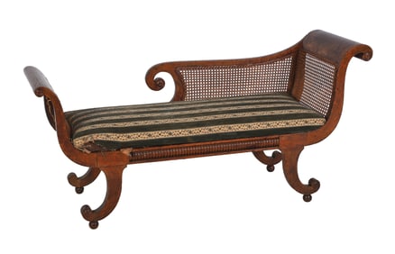Regency style bird's eye caned recamier