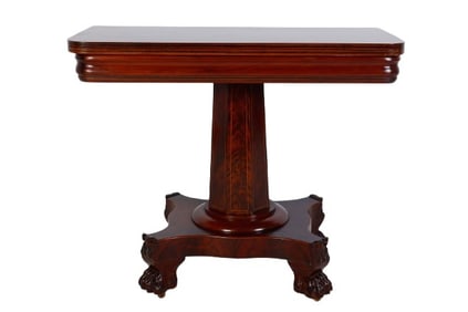 Empire inlaid flame mahogany games table