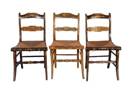 Pair of Hitchcock style side chairs + one