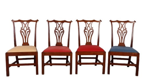 (4) Chippendale style mahogany side chairs