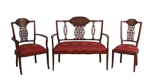 Inlaid parlor seating 3 piece suite