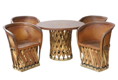 Mexican Equipale Leather and Branch dining set