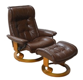 Vintage Danish Mid Century Modern Ekornes lounge chair & ottoman
