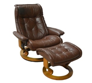 Vintage Danish Mid Century Modern Ekornes lounge chair & ottoman