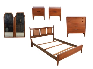 Mid Century Modern walnut bedroom suite