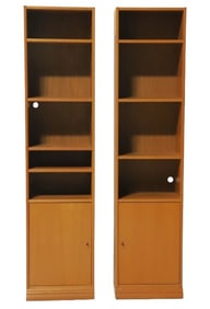 Pair Modern Design teak shelves
