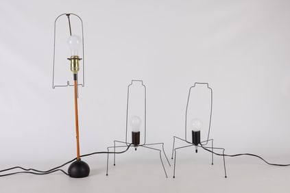 (3) Isamu Noguchi Akari table lamp bases