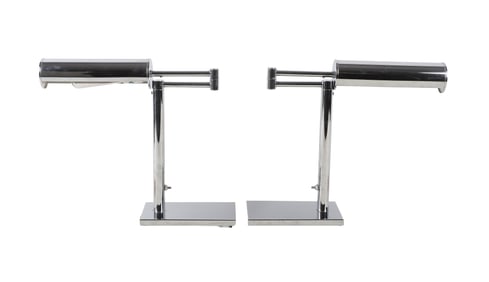 Nessen Studios Chrome Swing Arm Lamp Pair