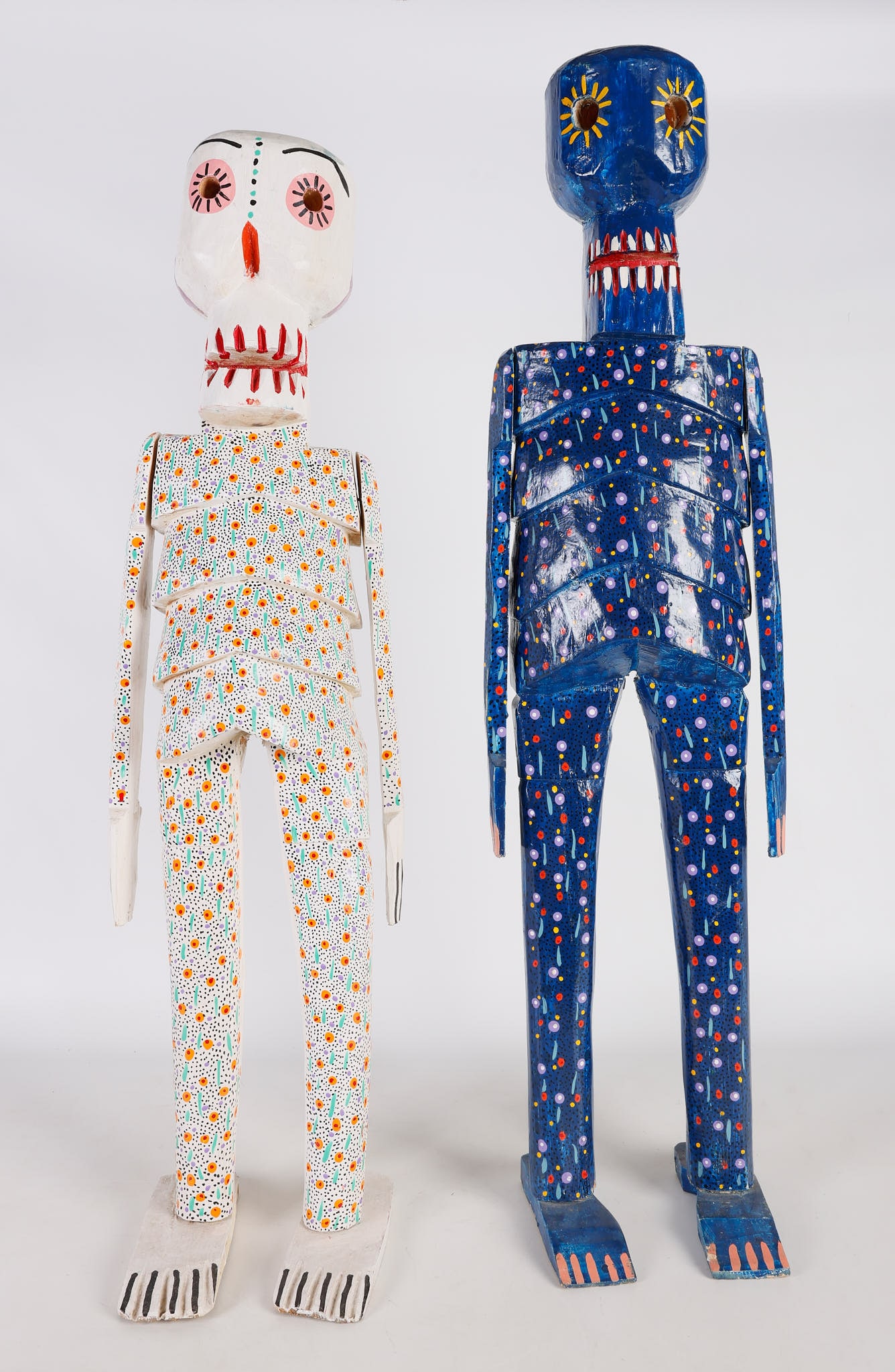 Folk Carved and Painted Alebrije Style Skeleton Pair (1 of 15)