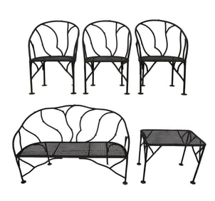 (5) Piece Winterthur faux bois iron patio set