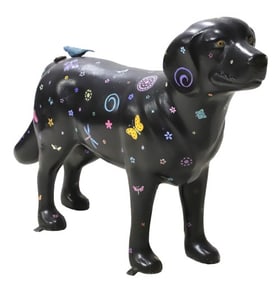Artist Decorated Resin Dog Sculpture
