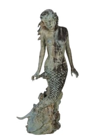 Cast Metal Mermaid Form Fountain