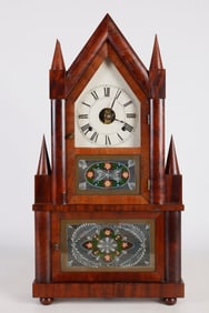 Birge & Fuller, Bristol CT C. 1848 Miniature Wagon Spring steeple-on-steeple shelf clock