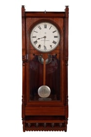 Seth Thomas Mahogany "Queen Anne" Eight Day Time & Strike Wall Regulator Clock