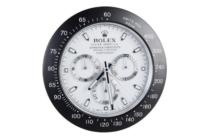 Clock Watch Dealer Display Rolex DAYTONA Black Bezel, White Dial