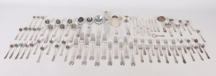 (77) Pieces C.F. Heise Danish Silver Flatware