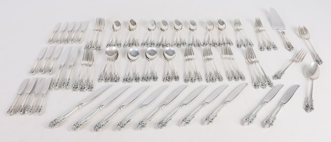 (89) Pieces Sterling Wallace Grand Baroque Flatware