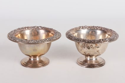 S. Kirk and Son Sterling Repousse Footed Dish Pair