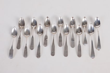 Gen James Wolf (14) Delaware Silver Teaspoons
