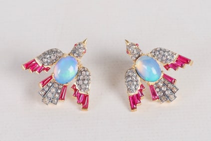 Georgian Style Swallow Form Statement Earrings
