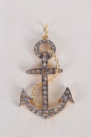 Georgian Style Rose Cut Diamond Anchor Pendant