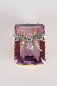 Amethyst, Pink Sapphire and Diamond Bee Pendant