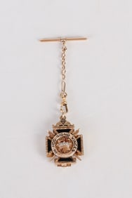 14K Enameled and Diamond Knights Templar Fob