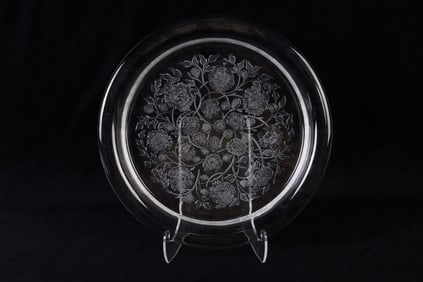 Lalique France Floral Decorated Crystal Charger