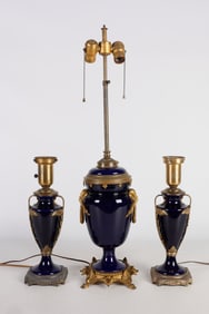 Sevres Type Porcelain Table Lamp and Lamp Pair