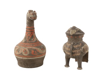 (2)  Neolithic Style Anthropomorphic Pottery Jars