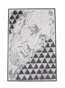 1980s Scribble Portrait Drawing "Lincoln"