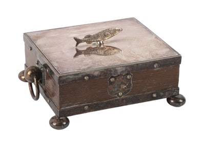 English Silverplated Bun Foot Sardine Box