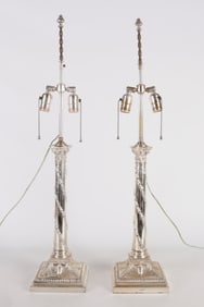 Hawksworth, Eyre & Company Neoclassical style columnar candlesticks as table lamps