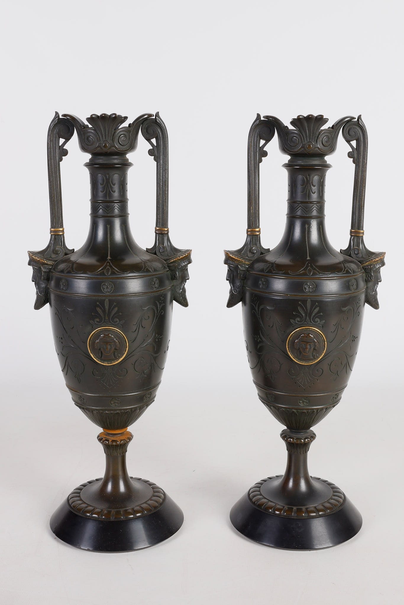 Neoclassical Grand Tour Style Bronze Urn Pair (1 of 10)