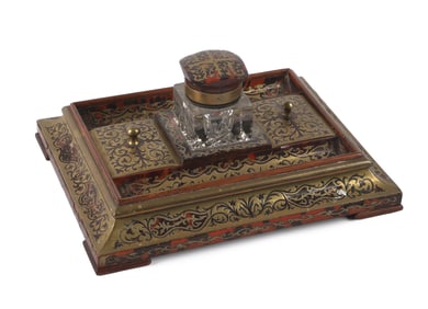 19th C Napoleon III boulle work inkstand
